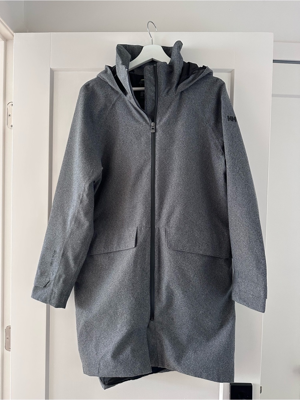 Helly Hansen Gray Hooded Waterproof Rain Jacket